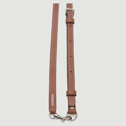 Pivot adjustable leather tether in Saddle
