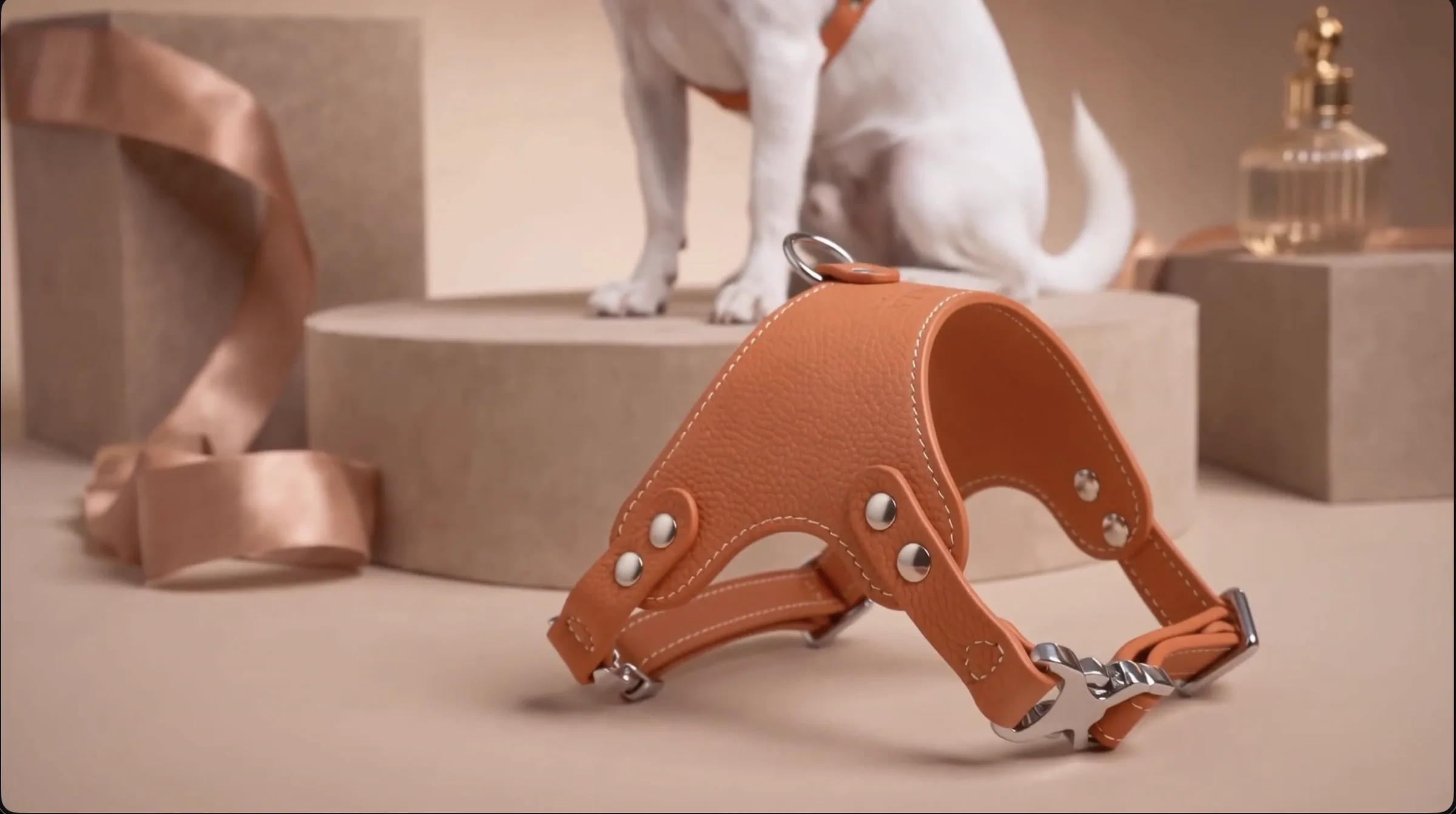 An Arc harness in Heritage Orange on a studio set